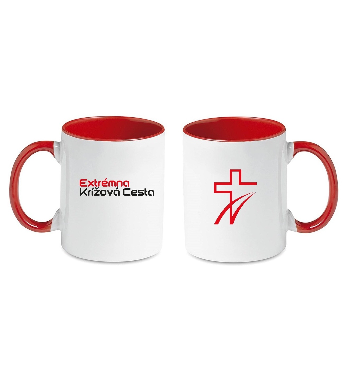 keramický hrnček, bielo - červený, 300ml