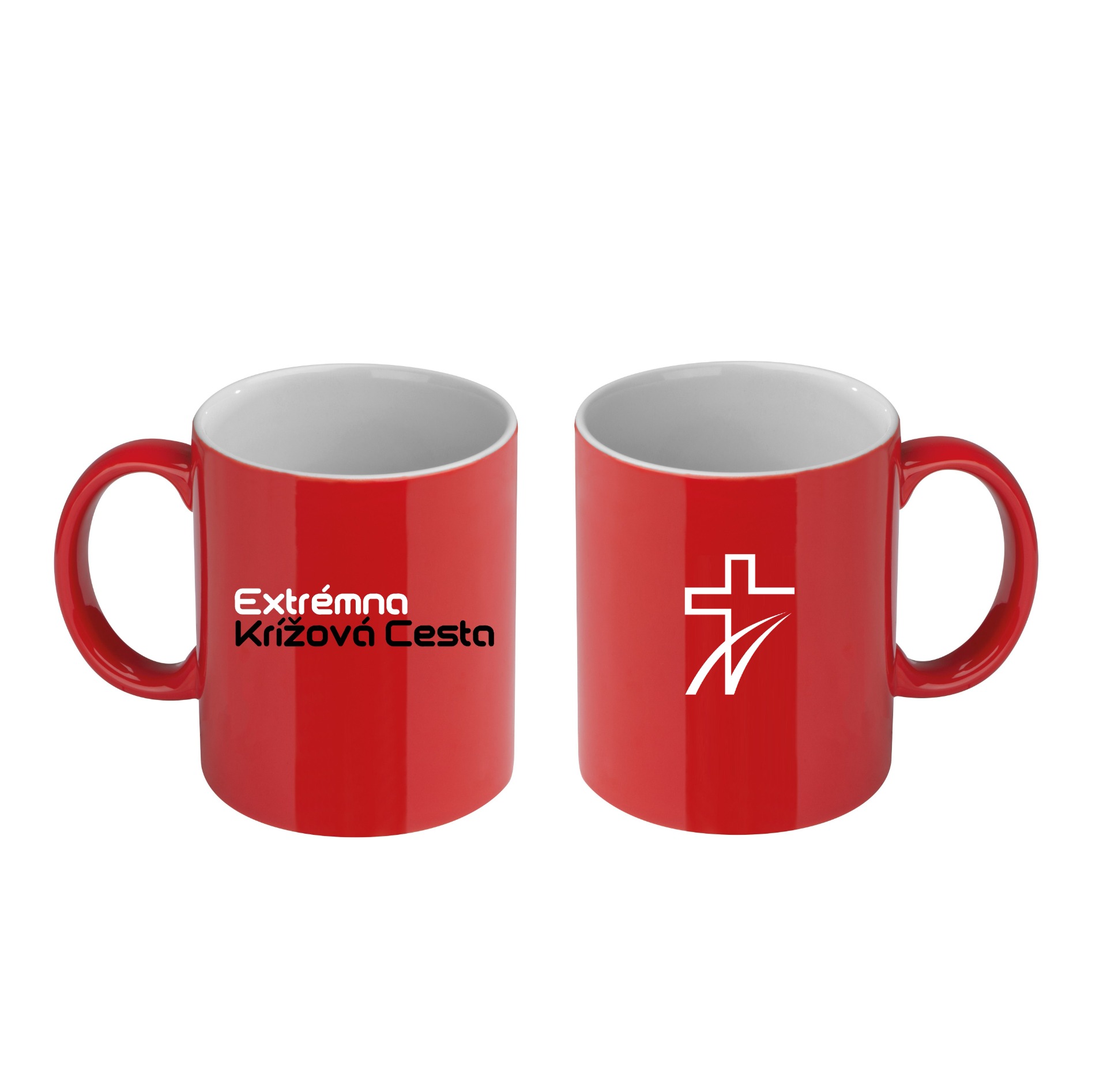 keramický hrnček, červeno - biely, 300ml